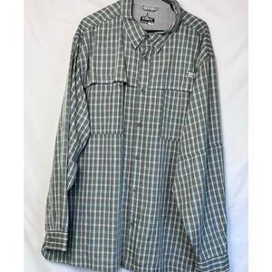 Habit Men's Size 3XL Olive Green Striped Long Sleeve Button Down Fishing Shirt